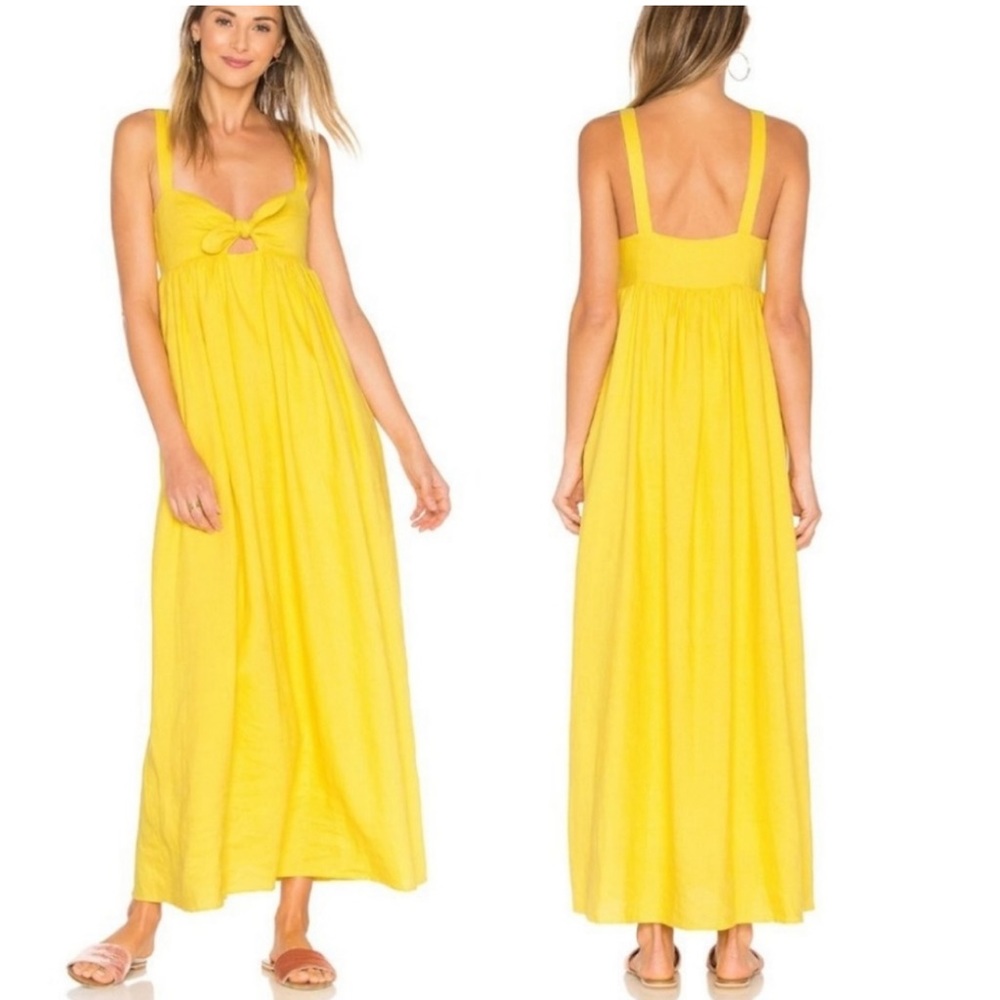 MARA HOFFMAN Organic Linen Tie Front Maxi Dress Yellow 4